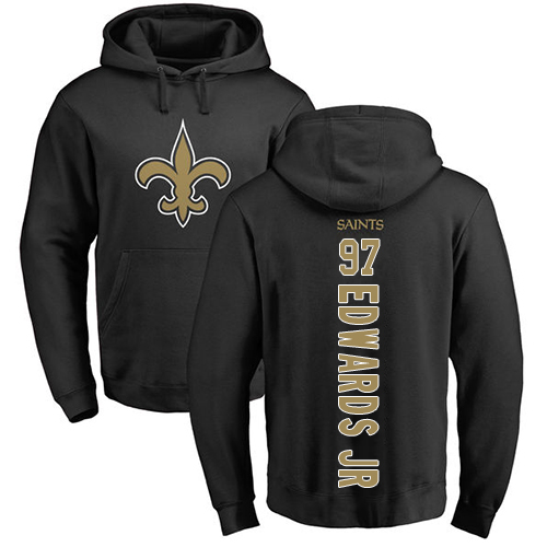 Men New Orleans Saints Black Mario Edwards Jr Backer NFL Football 97 Pullover Hoodie Sweatshirts